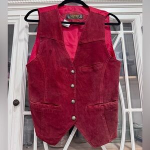 Vintage Red Suede Leather Vest (Women’s M)